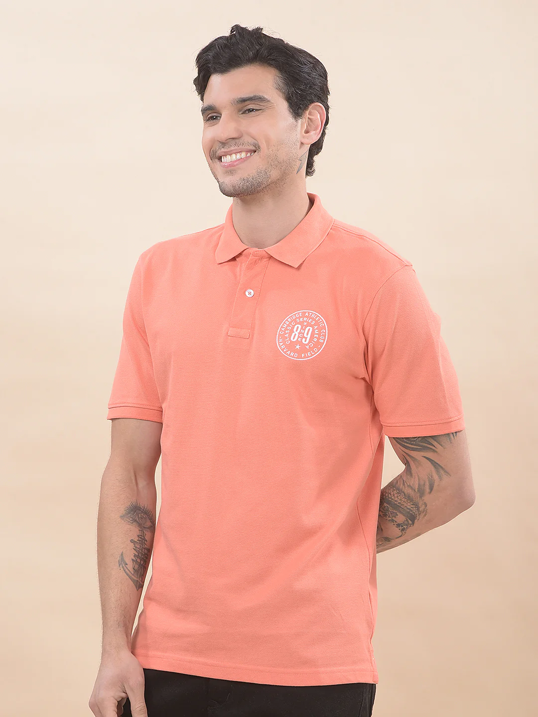 T-Shirt for Men | Breathable & Soft with Color Fastness Regular Fit Polo Neck Poly Cotton Fabric Solid Pattern - Image 4
