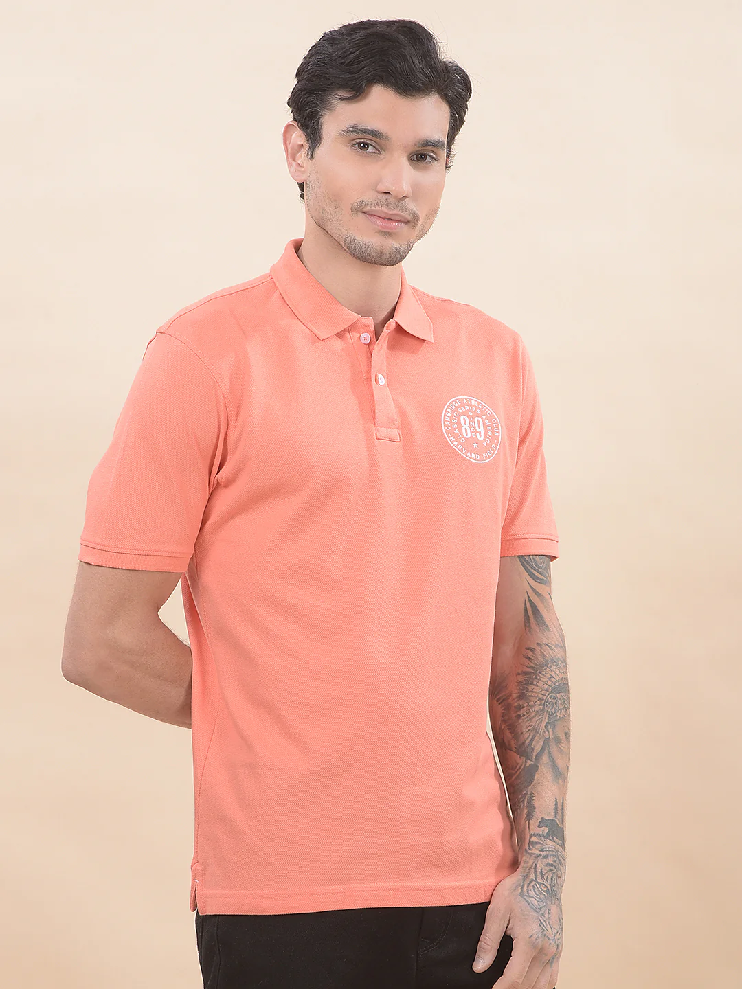 T-Shirt for Men | Breathable & Soft with Color Fastness Regular Fit Polo Neck Poly Cotton Fabric Solid Pattern - Image 5
