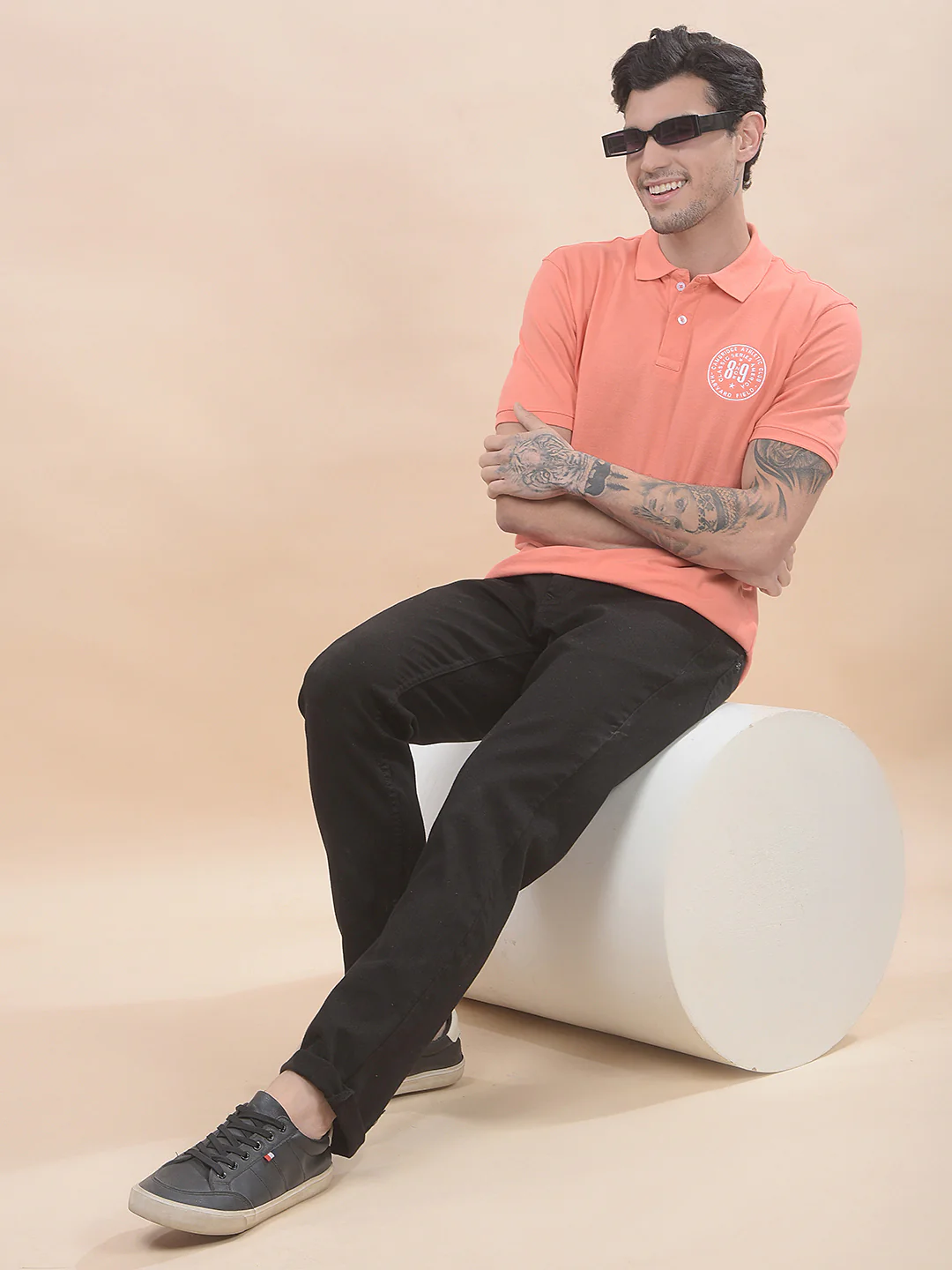 T-Shirt for Men | Breathable & Soft with Color Fastness Regular Fit Polo Neck Poly Cotton Fabric Solid Pattern - Image 8