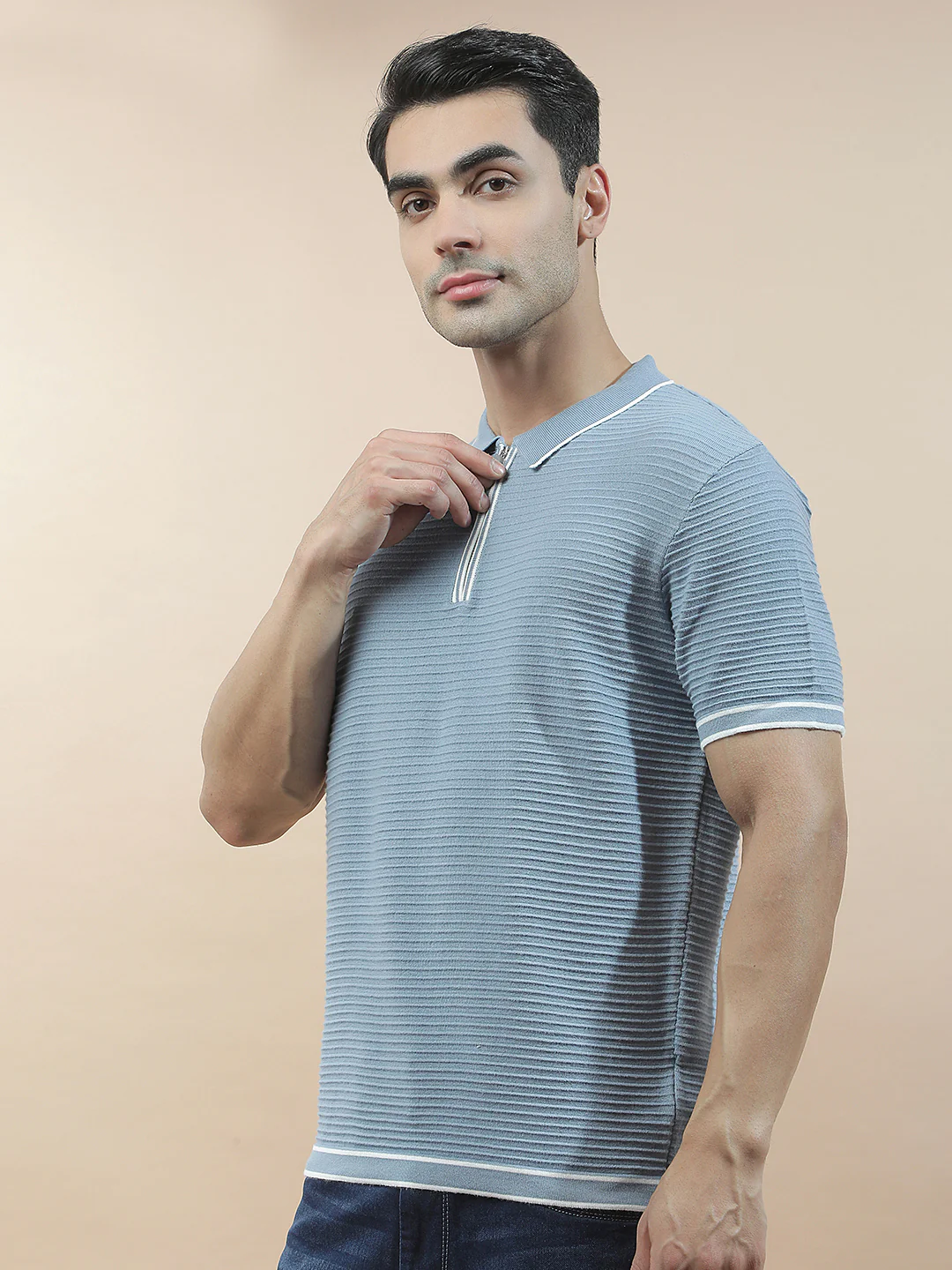 T-Shirt for Men | Breathable & Soft with Color Fastness Regular Fit Polo Neck Poly Cotton Fabric Solid Pattern - Image 4