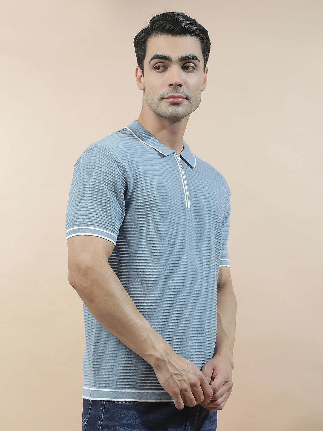 T-Shirt for Men | Breathable & Soft with Color Fastness Regular Fit Polo Neck Poly Cotton Fabric Solid Pattern - Image 5
