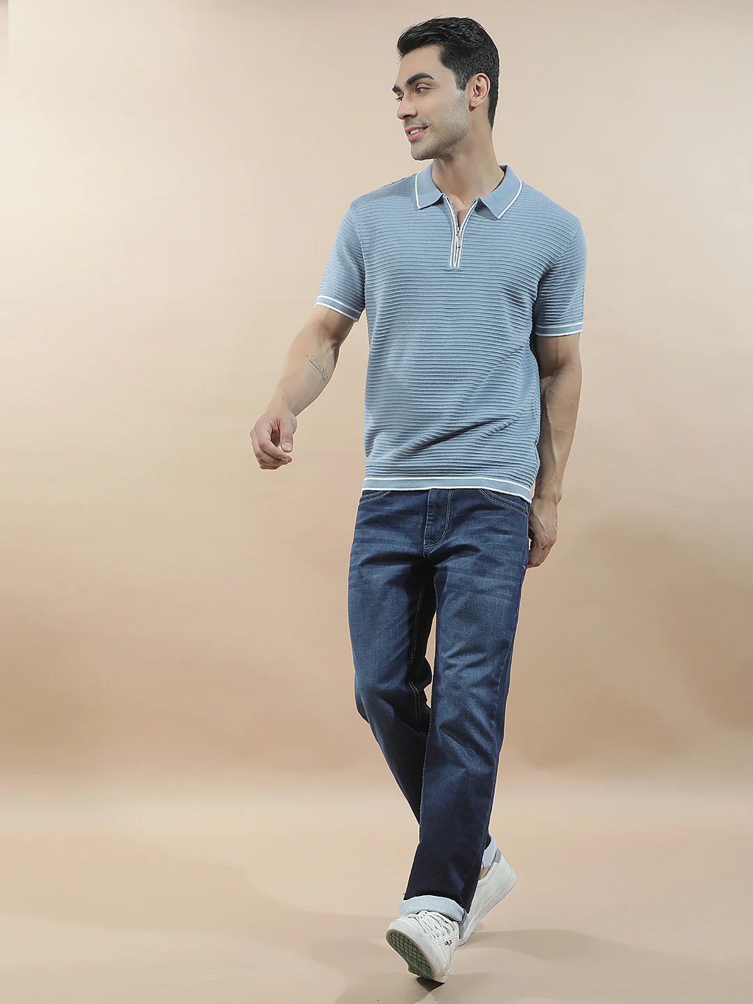 T-Shirt for Men | Breathable & Soft with Color Fastness Regular Fit Polo Neck Poly Cotton Fabric Solid Pattern - Image 7