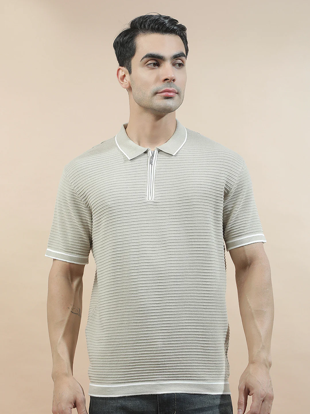 T-Shirt for Men | Breathable & Soft with Color Fastness Regular Fit Polo Neck Poly Cotton Fabric Solid Pattern - Image 3