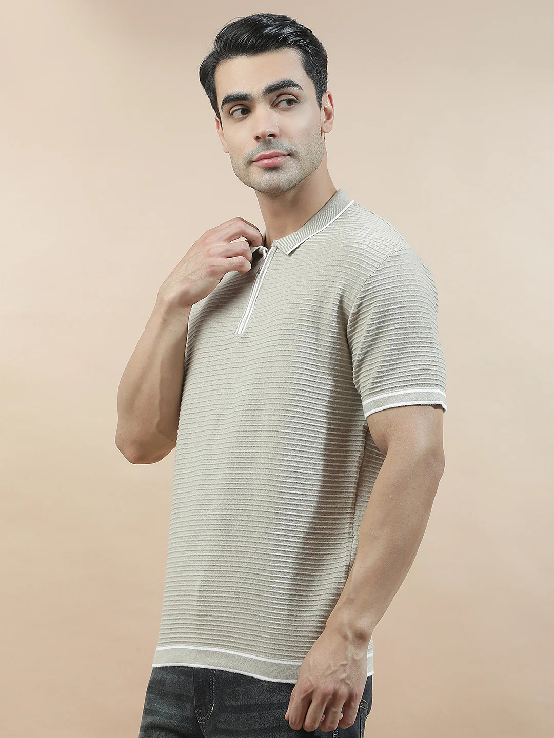 T-Shirt for Men | Breathable & Soft with Color Fastness Regular Fit Polo Neck Poly Cotton Fabric Solid Pattern - Image 4