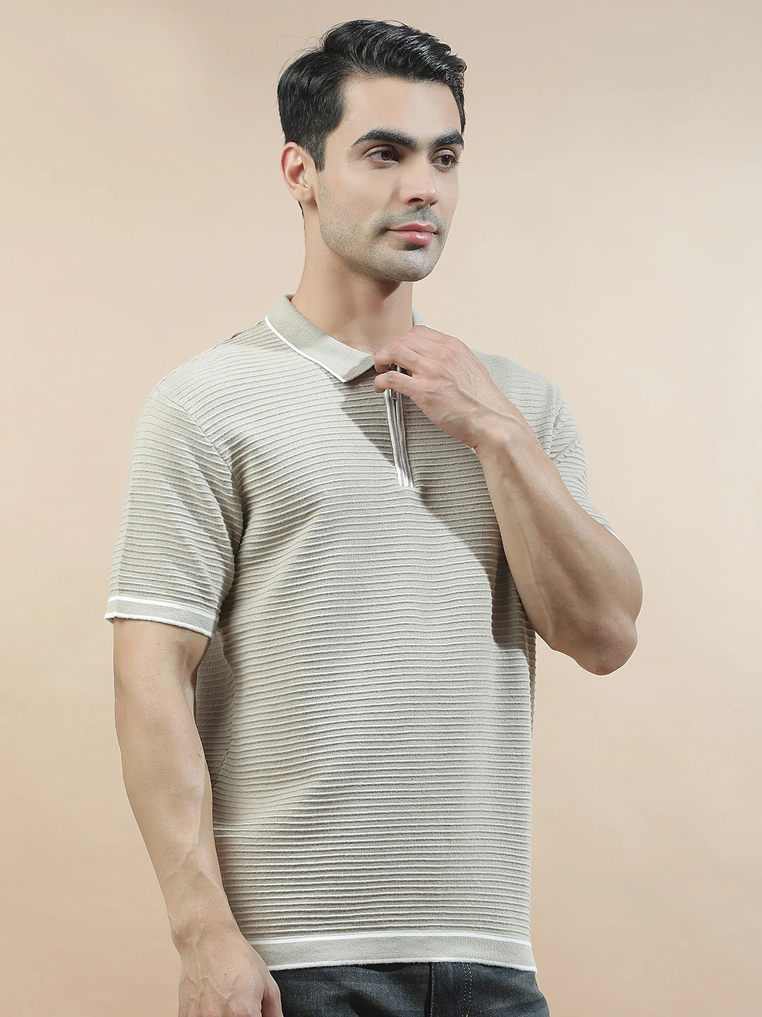 T-Shirt for Men | Breathable & Soft with Color Fastness Regular Fit Polo Neck Poly Cotton Fabric Solid Pattern - Image 5