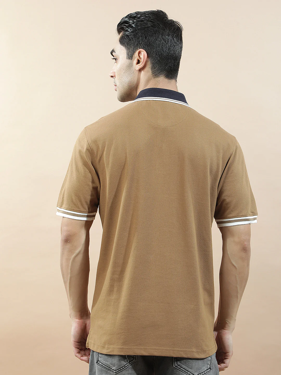 T-Shirt for Men | Breathable & Soft with Color Fastness Regular Fit Polo Neck Poly Cotton Fabric Solid Pattern - Image 3