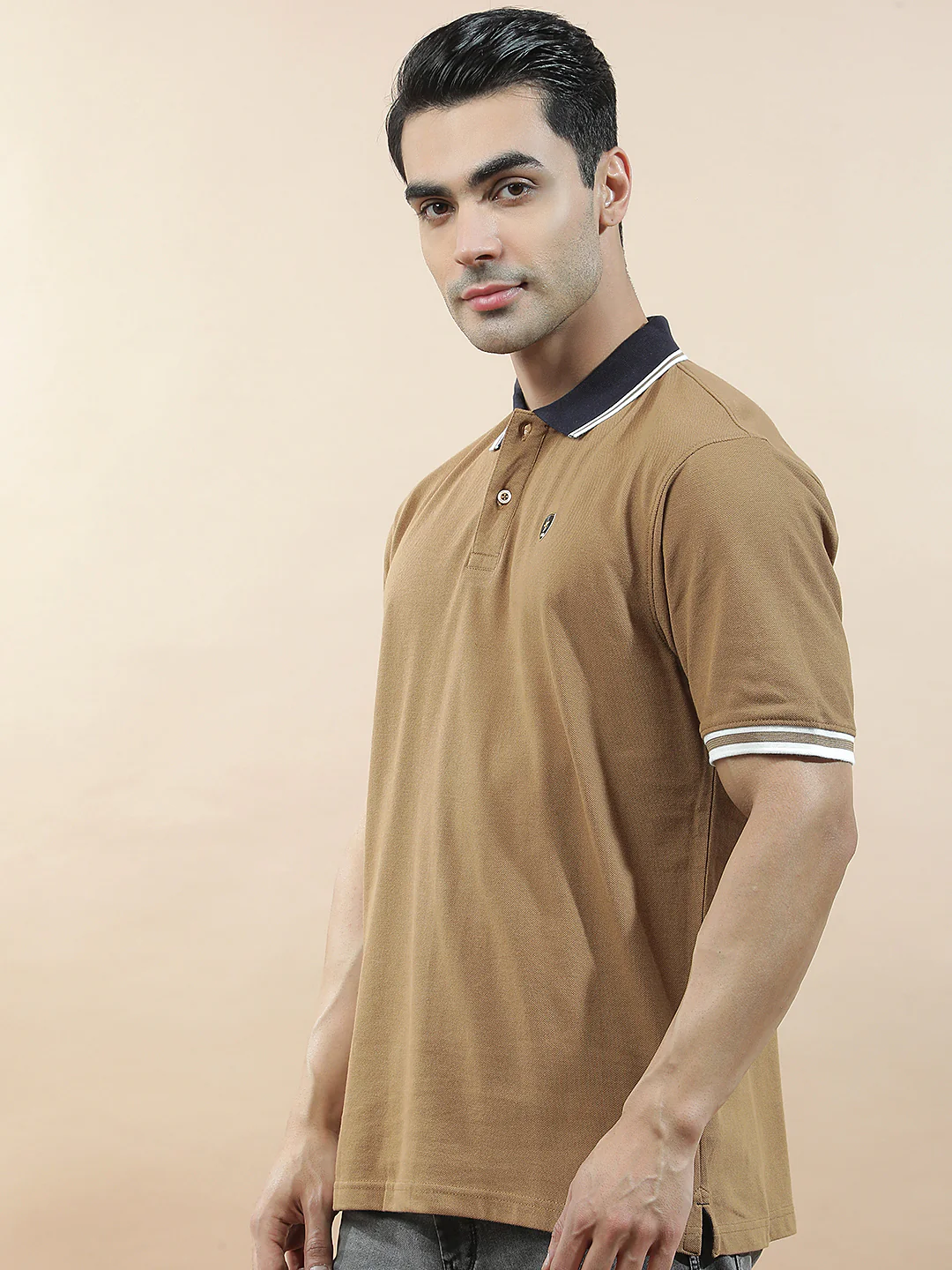 T-Shirt for Men | Breathable & Soft with Color Fastness Regular Fit Polo Neck Poly Cotton Fabric Solid Pattern - Image 5