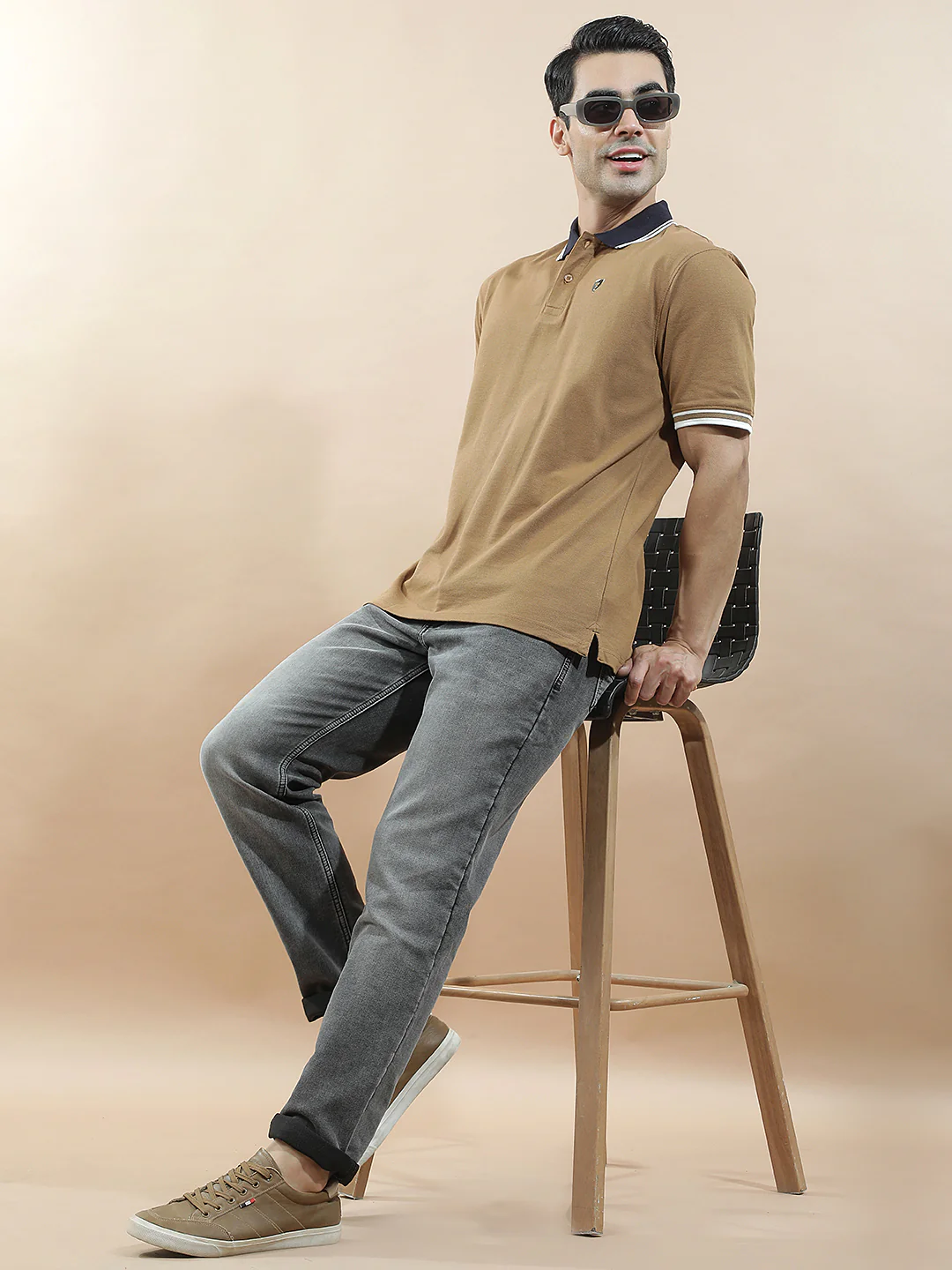 T-Shirt for Men | Breathable & Soft with Color Fastness Regular Fit Polo Neck Poly Cotton Fabric Solid Pattern - Image 8
