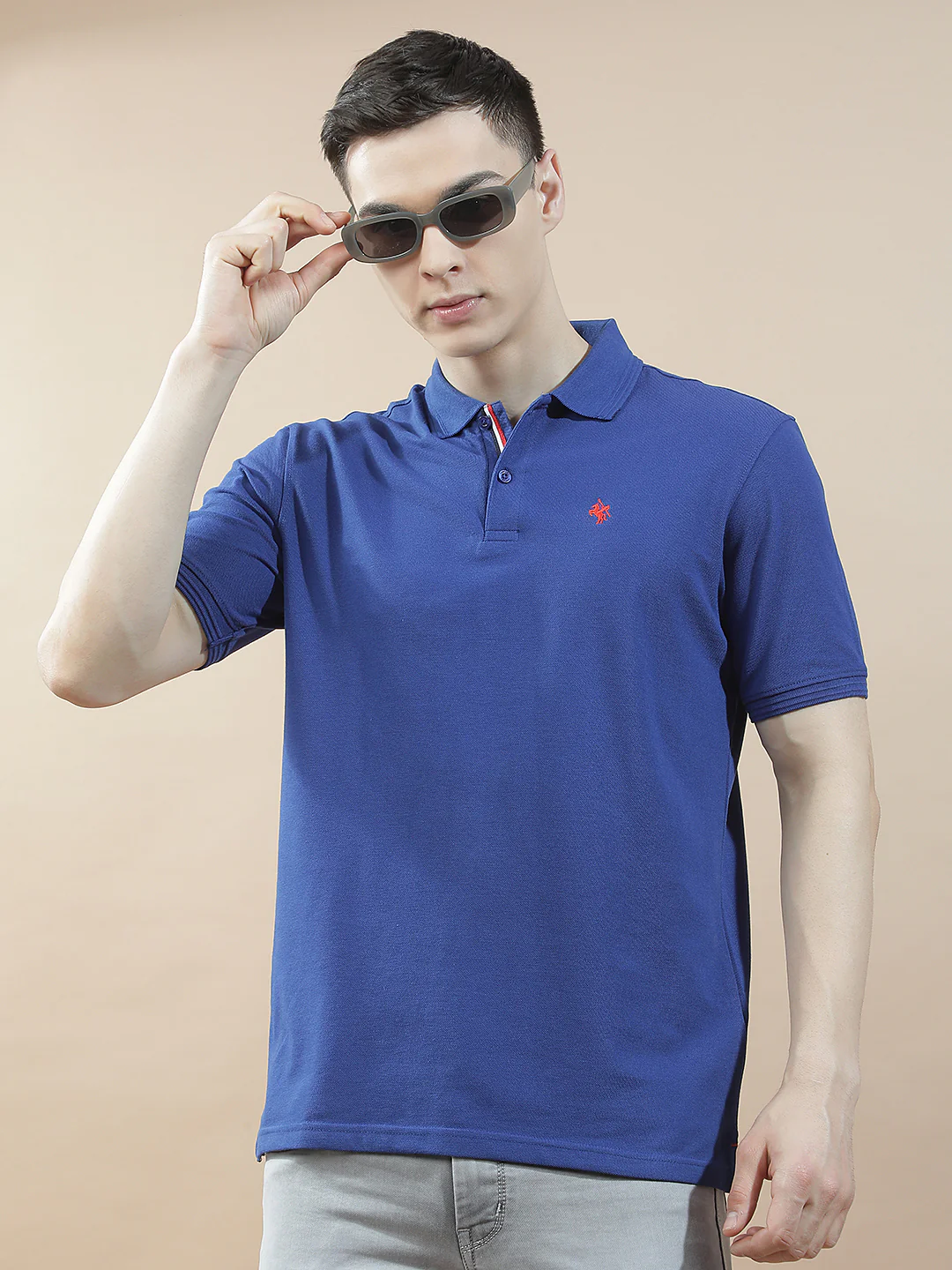 T-Shirt for Men | Breathable & Soft with Color Fastness Regular Fit Polo Neck Poly Cotton Fabric Solid Pattern - Image 2