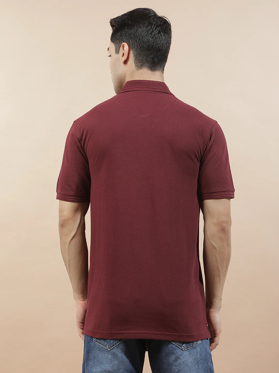 T-Shirt for Men | Breathable & Soft with Color Fastness Regular Fit Polo Neck Poly Cotton Fabric Solid Pattern - Image 2