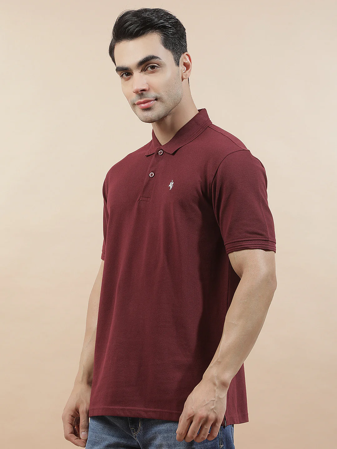 T-Shirt for Men | Breathable & Soft with Color Fastness Regular Fit Polo Neck Poly Cotton Fabric Solid Pattern - Image 4