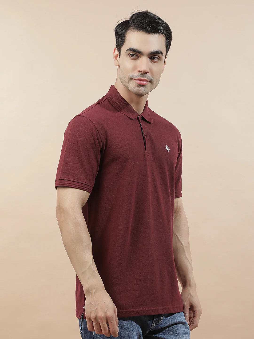 T-Shirt for Men | Breathable & Soft with Color Fastness Regular Fit Polo Neck Poly Cotton Fabric Solid Pattern - Image 5