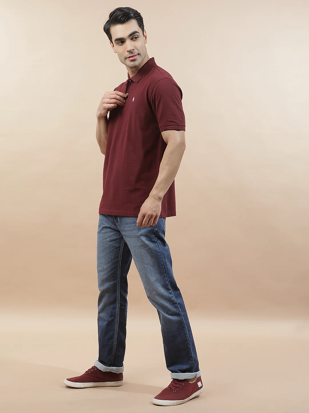 T-Shirt for Men | Breathable & Soft with Color Fastness Regular Fit Polo Neck Poly Cotton Fabric Solid Pattern - Image 7