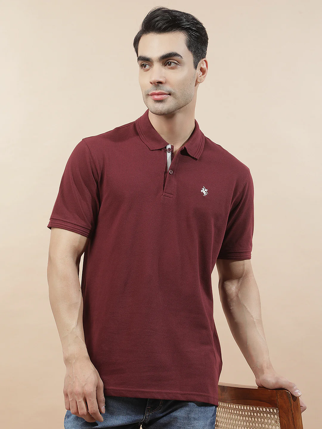 T-Shirt for Men | Breathable & Soft with Color Fastness Regular Fit Polo Neck Poly Cotton Fabric Solid Pattern - Image 8
