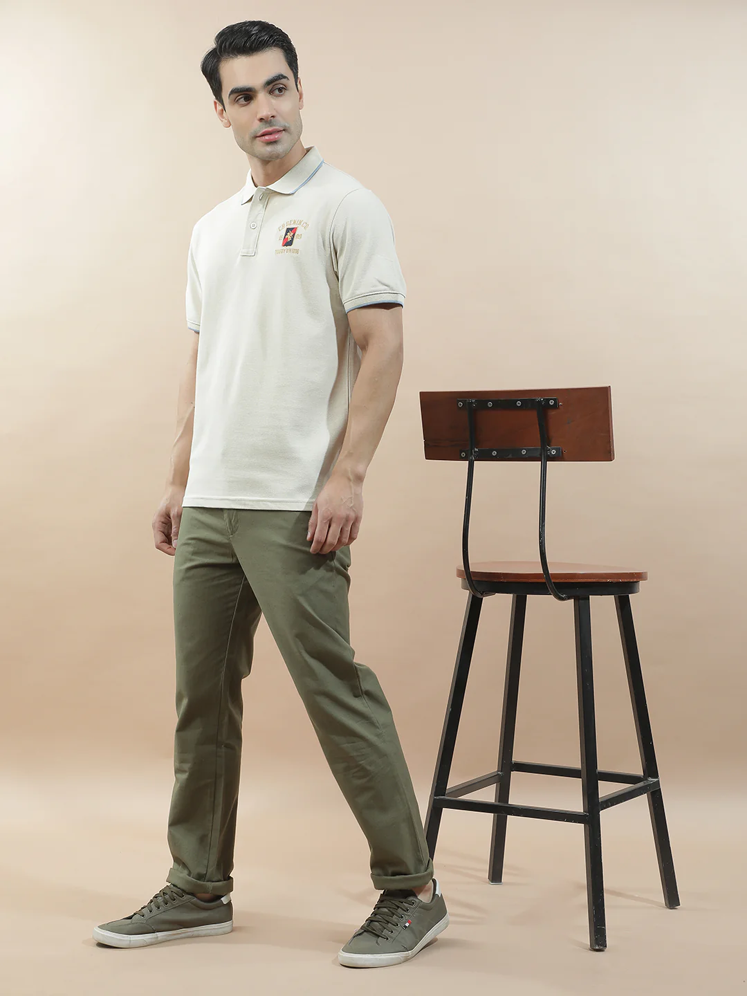 T-Shirt for Men | Breathable & Soft with Color Fastness Regular Fit Polo Neck Poly Cotton Fabric Solid Pattern - Image 2