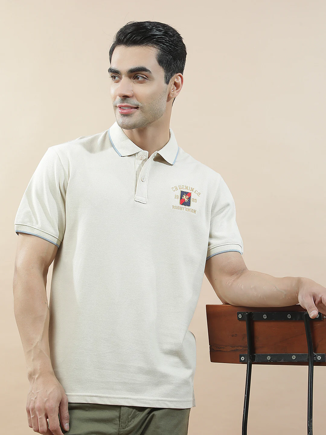 T-Shirt for Men | Breathable & Soft with Color Fastness Regular Fit Polo Neck Poly Cotton Fabric Solid Pattern - Image 3