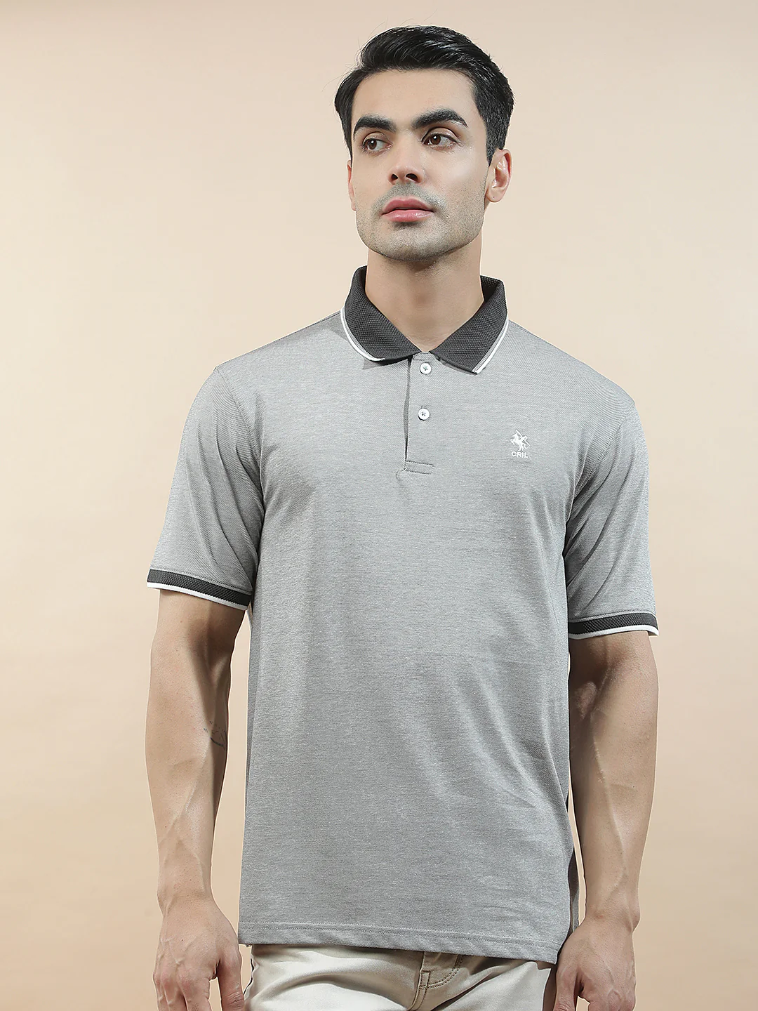 T-Shirt for Men | Breathable & Soft with Color Fastness Regular Fit Polo Neck Poly Cotton Fabric Solid Pattern - Image 3