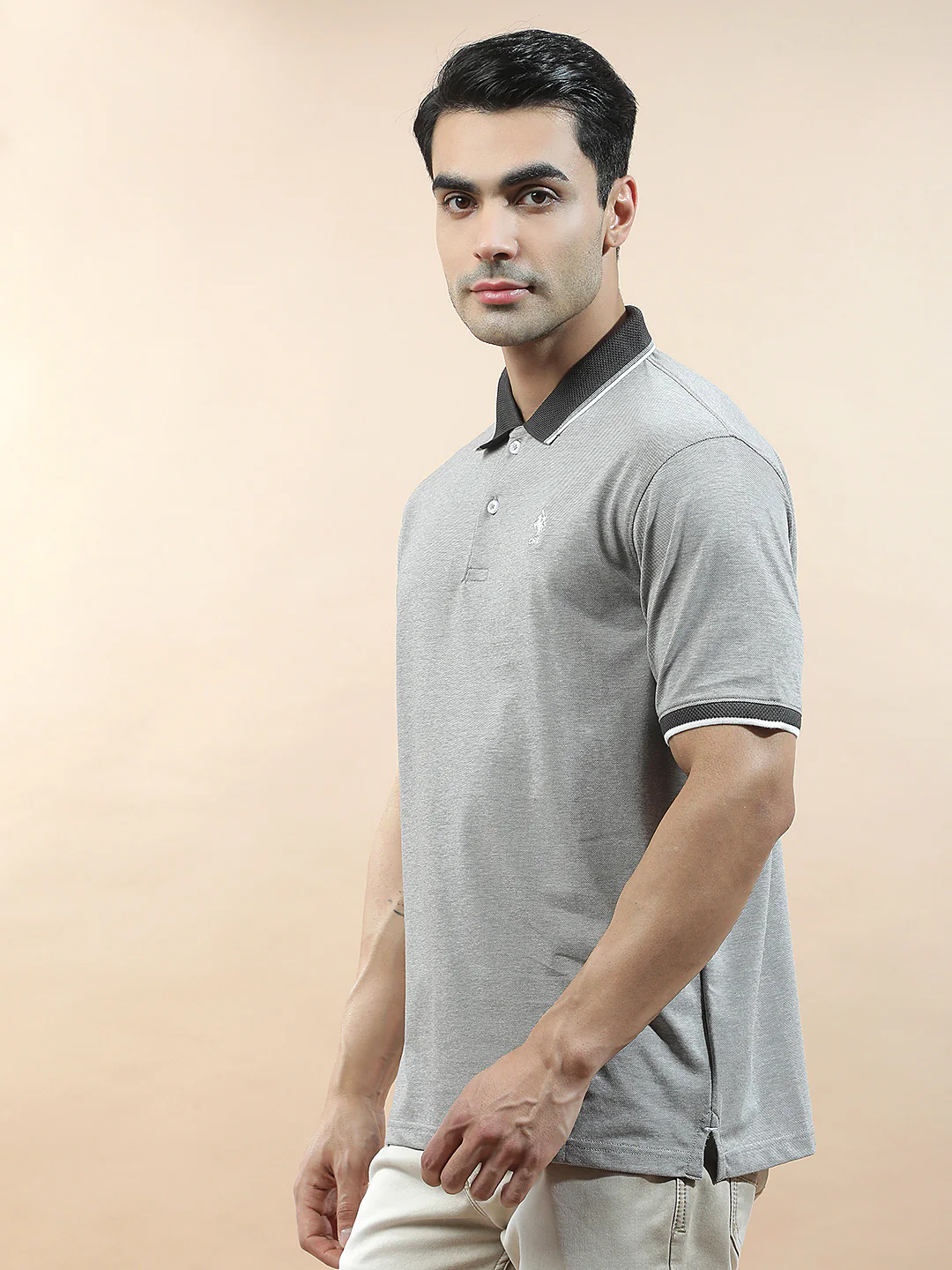 T-Shirt for Men | Breathable & Soft with Color Fastness Regular Fit Polo Neck Poly Cotton Fabric Solid Pattern - Image 4