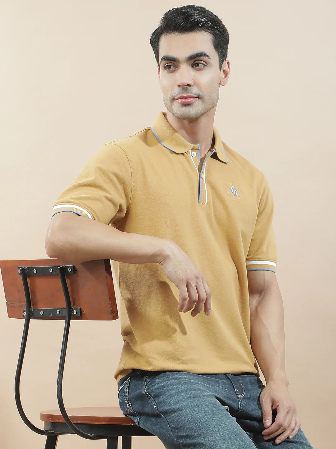 T-Shirt for Men | Breathable & Soft with Color Fastness Regular Fit Polo Neck Poly Cotton Fabric Solid Pattern - Image 2