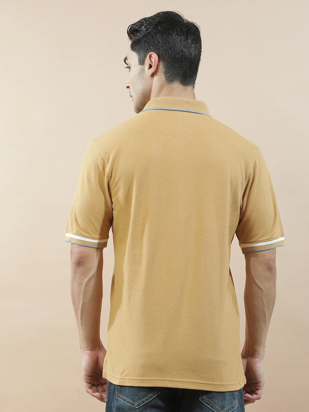 T-Shirt for Men | Breathable & Soft with Color Fastness Regular Fit Polo Neck Poly Cotton Fabric Solid Pattern - Image 3