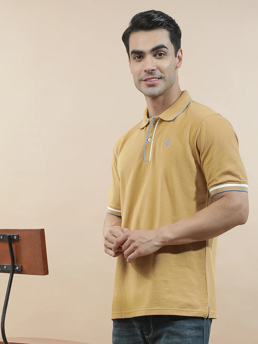T-Shirt for Men | Breathable & Soft with Color Fastness Regular Fit Polo Neck Poly Cotton Fabric Solid Pattern - Image 5