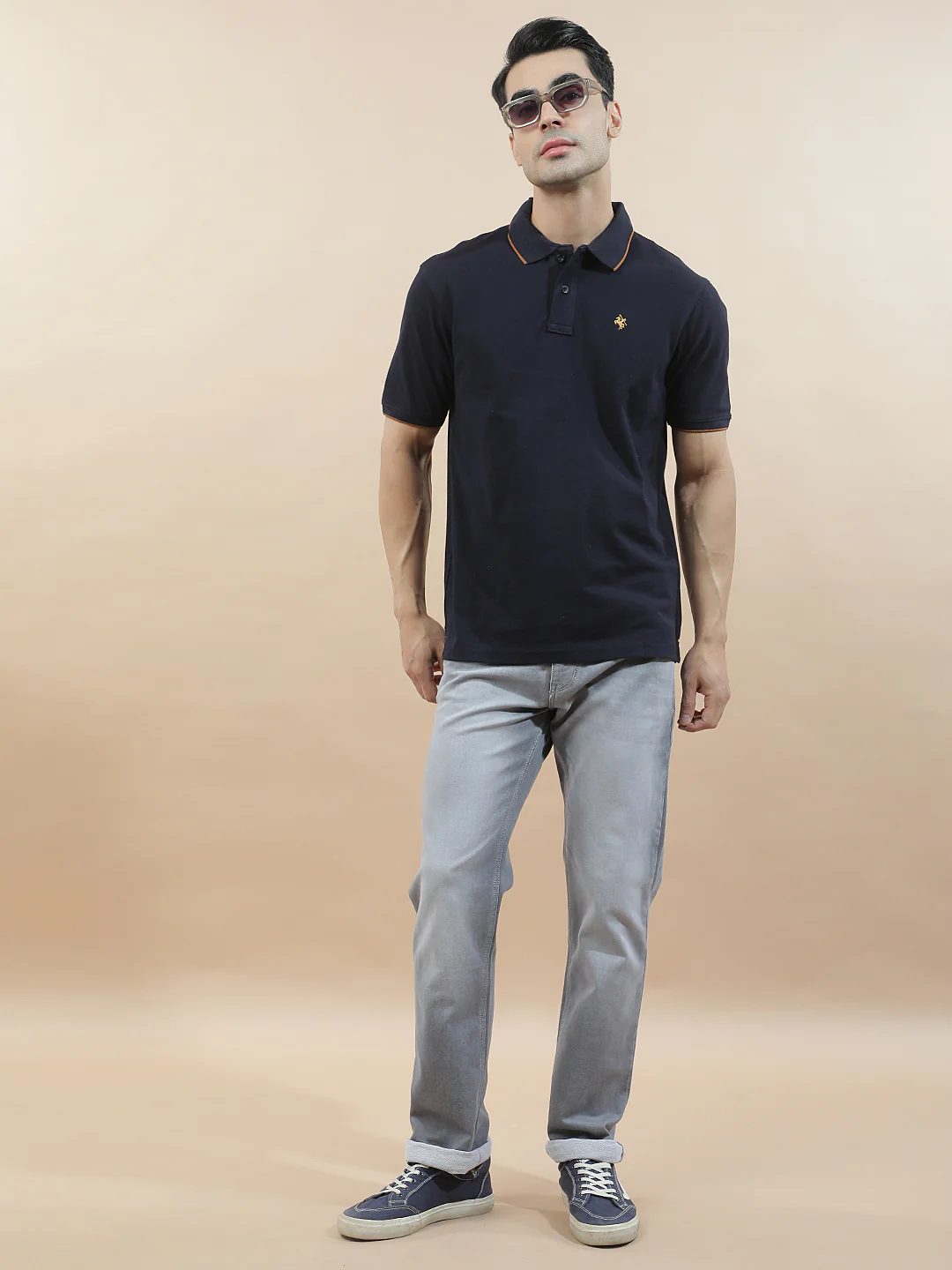 T-Shirt for Men | Breathable & Soft with Color Fastness Regular Fit Polo Neck Poly Cotton Fabric Solid Pattern - Image 2