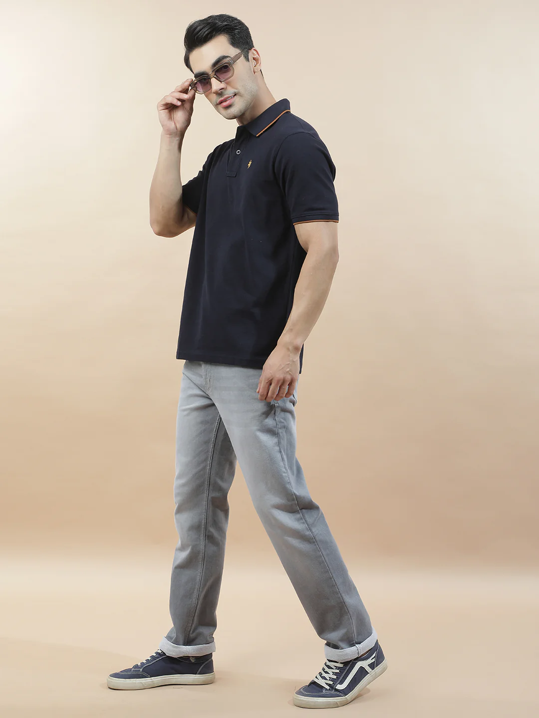 T-Shirt for Men | Breathable & Soft with Color Fastness Regular Fit Polo Neck Poly Cotton Fabric Solid Pattern - Image 3