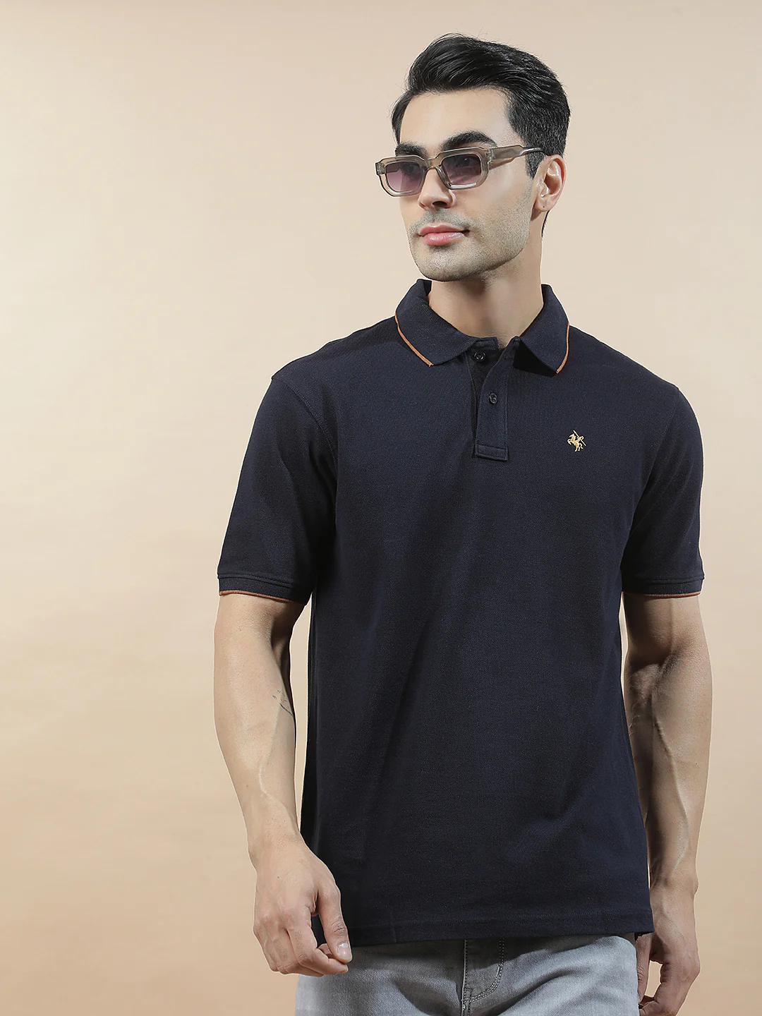 T-Shirt for Men | Breathable & Soft with Color Fastness Regular Fit Polo Neck Poly Cotton Fabric Solid Pattern - Image 4