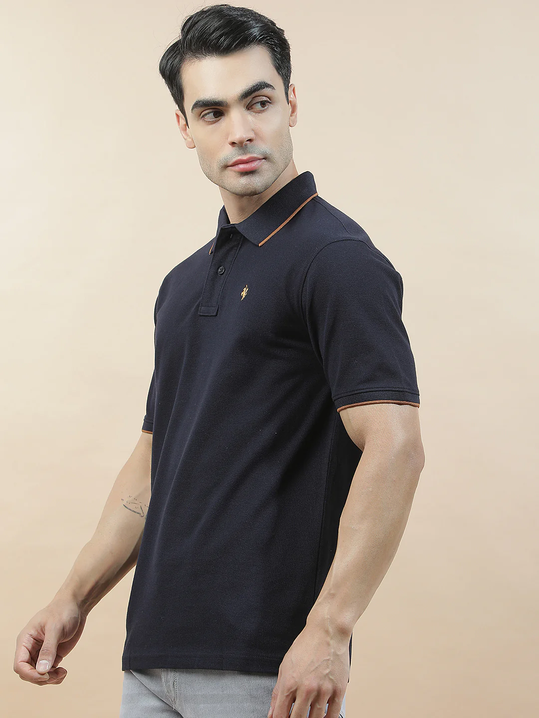 T-Shirt for Men | Breathable & Soft with Color Fastness Regular Fit Polo Neck Poly Cotton Fabric Solid Pattern - Image 7