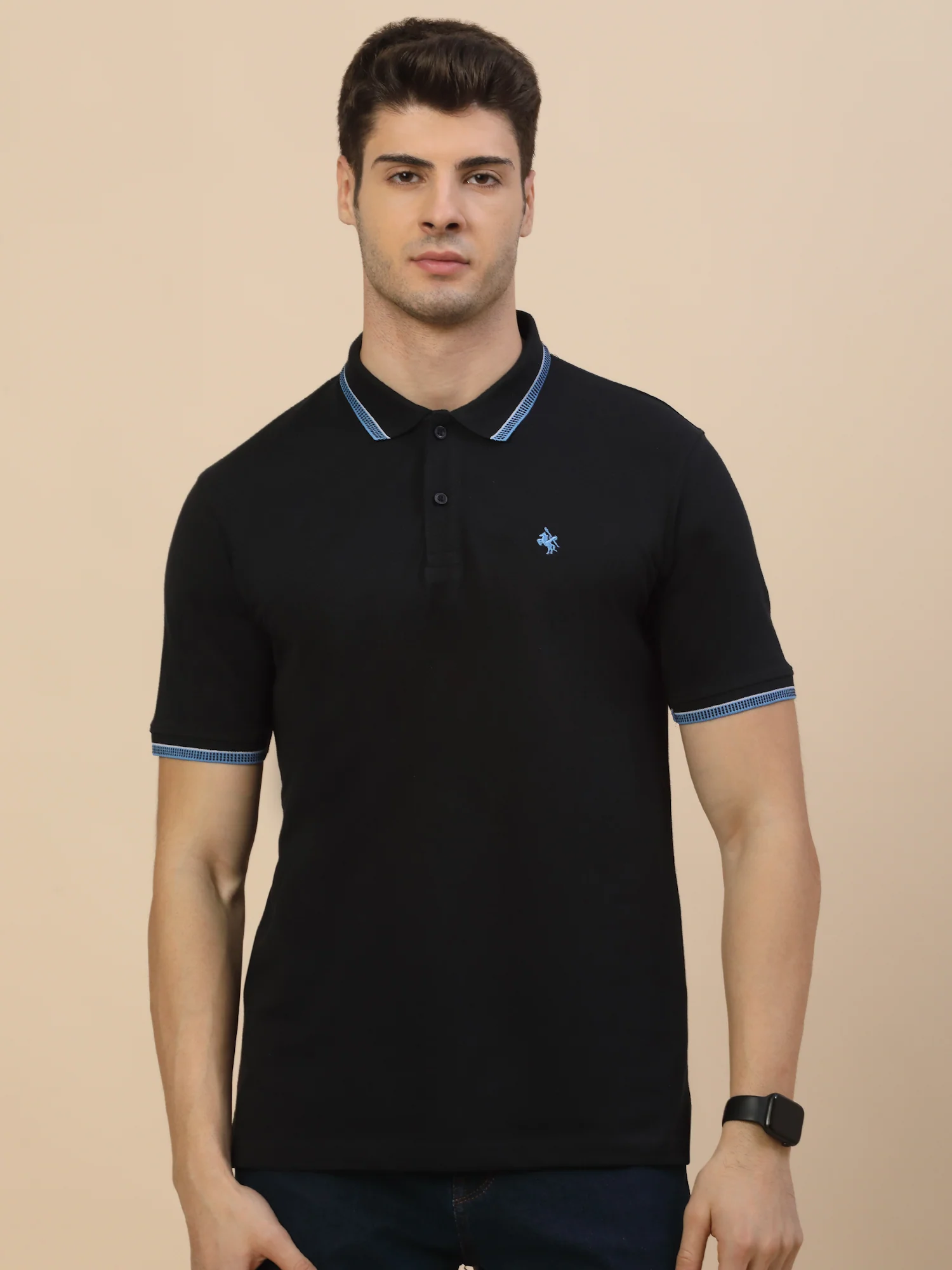 T-Shirt for Men | Breathable & Soft with Color Fastness Regular Fit Polo Neck Poly Cotton Fabric Solid Pattern - Image 2