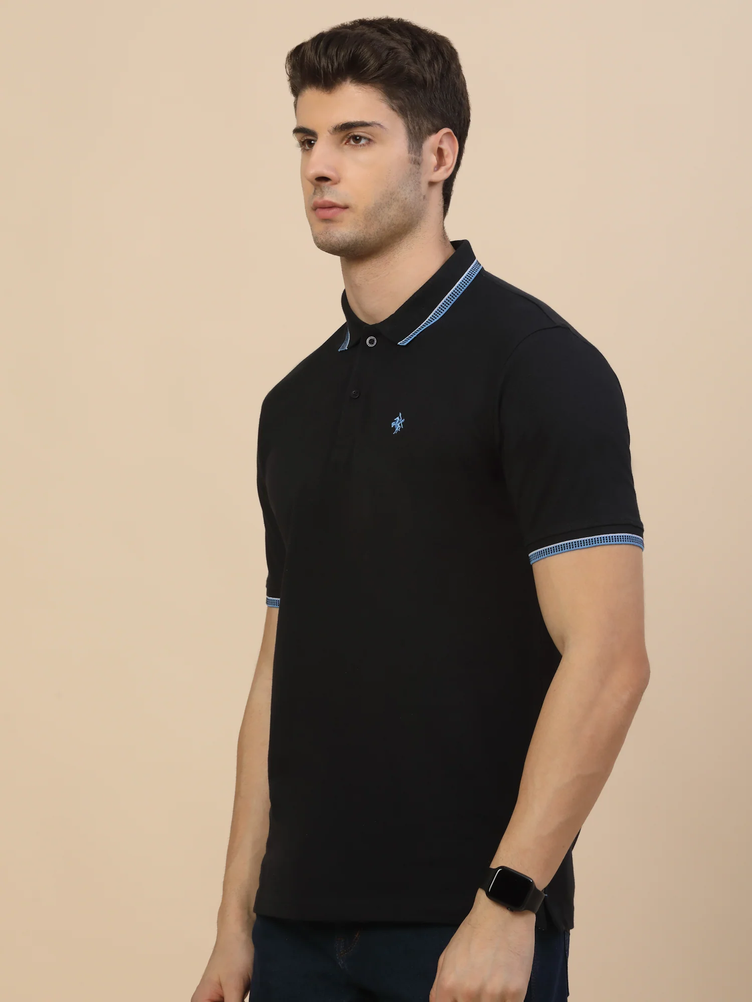 T-Shirt for Men | Breathable & Soft with Color Fastness Regular Fit Polo Neck Poly Cotton Fabric Solid Pattern - Image 3