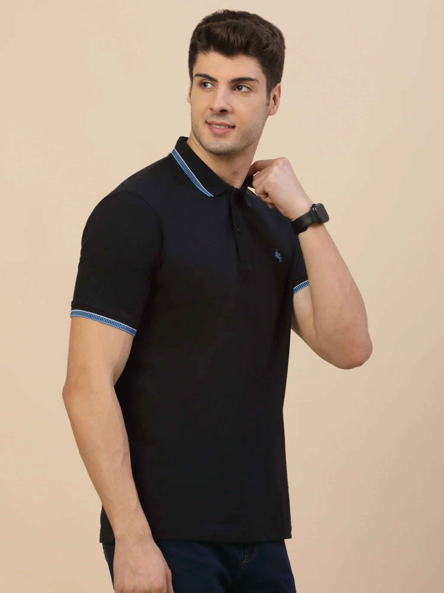 T-Shirt for Men | Breathable & Soft with Color Fastness Regular Fit Polo Neck Poly Cotton Fabric Solid Pattern - Image 4
