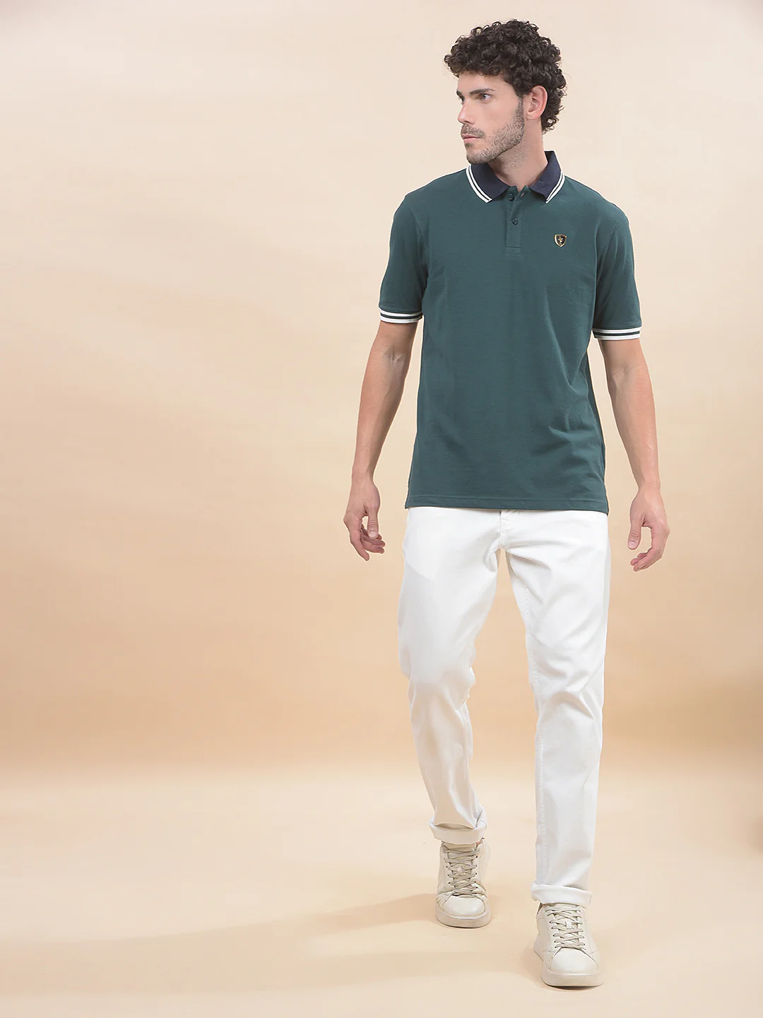 T-Shirt for Men | Breathable & Soft with Color Fastness Regular Fit Polo Neck Poly Cotton Fabric Solid Pattern - Image 2