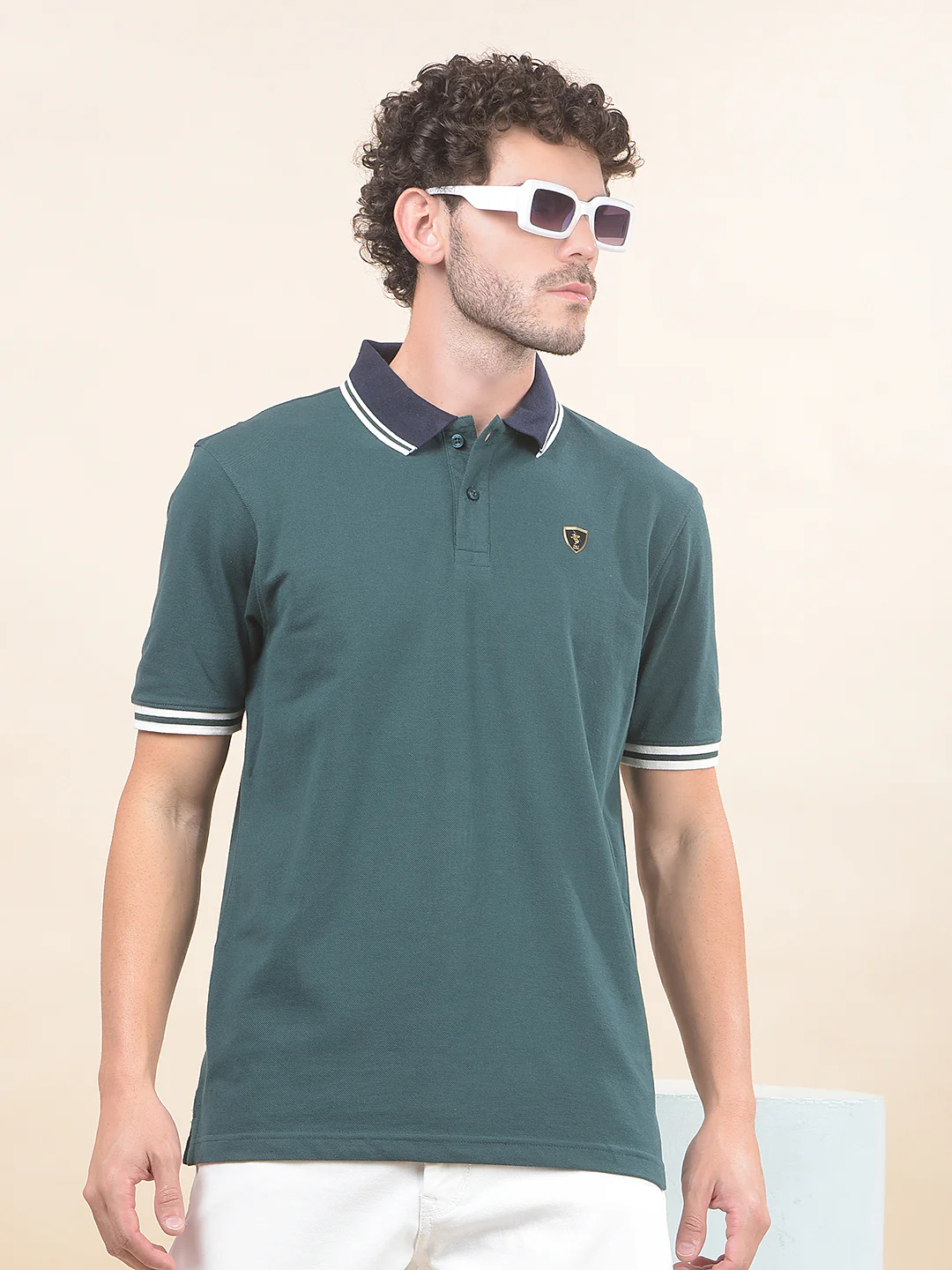 T-Shirt for Men | Breathable & Soft with Color Fastness Regular Fit Polo Neck Poly Cotton Fabric Solid Pattern - Image 3