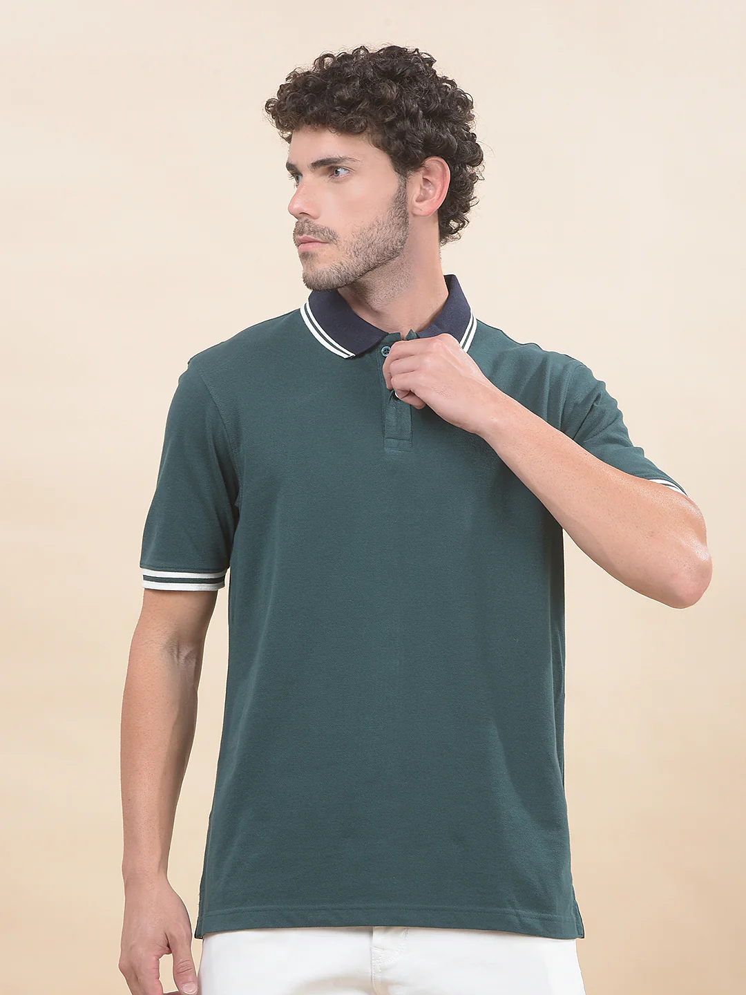 T-Shirt for Men | Breathable & Soft with Color Fastness Regular Fit Polo Neck Poly Cotton Fabric Solid Pattern - Image 5