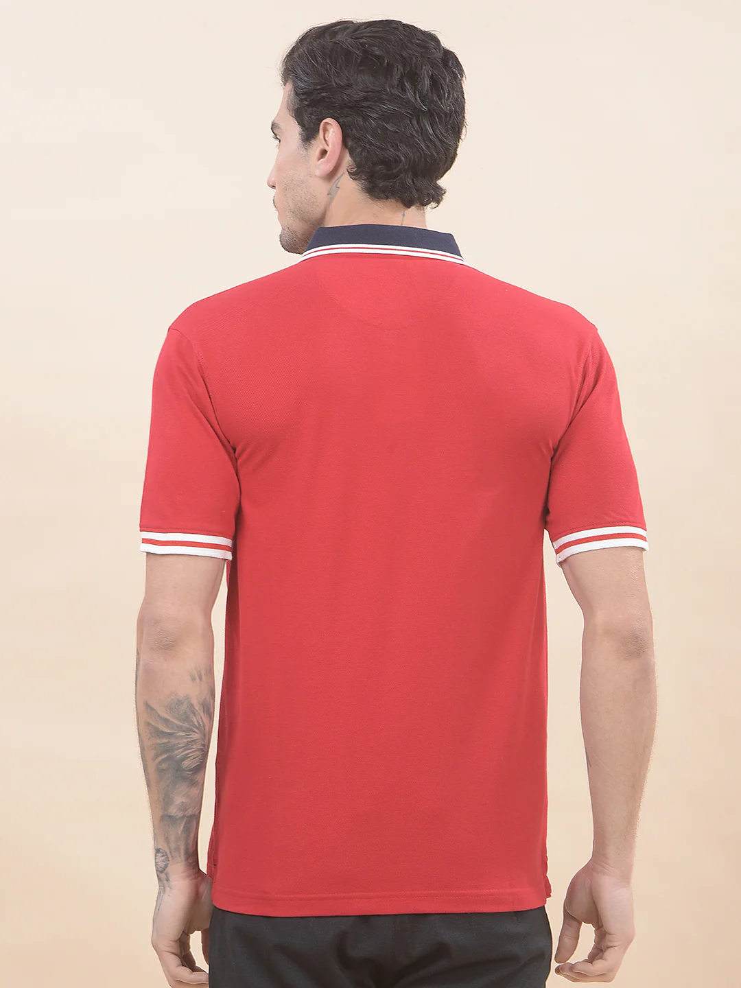 T-Shirt for Men | Breathable & Soft with Color Fastness Regular Fit Polo Neck Poly Cotton Fabric Solid Pattern - Image 2