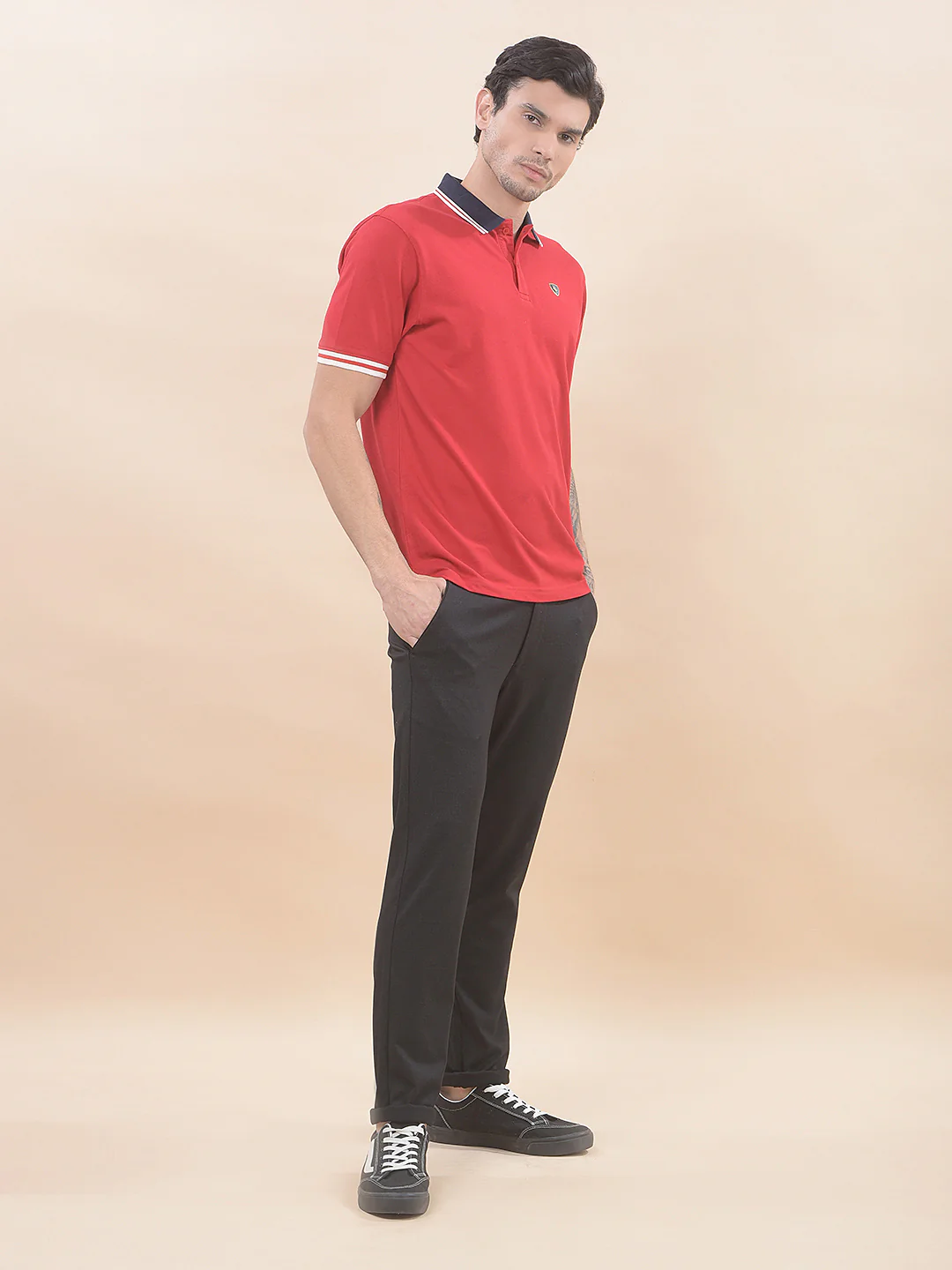 T-Shirt for Men | Breathable & Soft with Color Fastness Regular Fit Polo Neck Poly Cotton Fabric Solid Pattern - Image 6