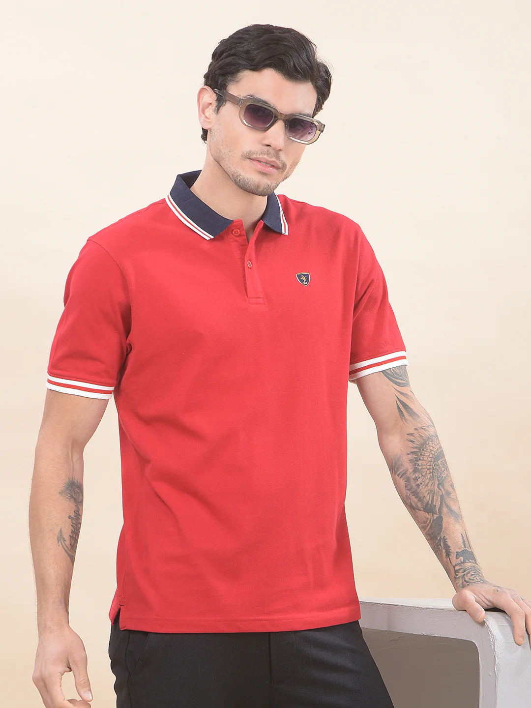 T-Shirt for Men | Breathable & Soft with Color Fastness Regular Fit Polo Neck Poly Cotton Fabric Solid Pattern - Image 8