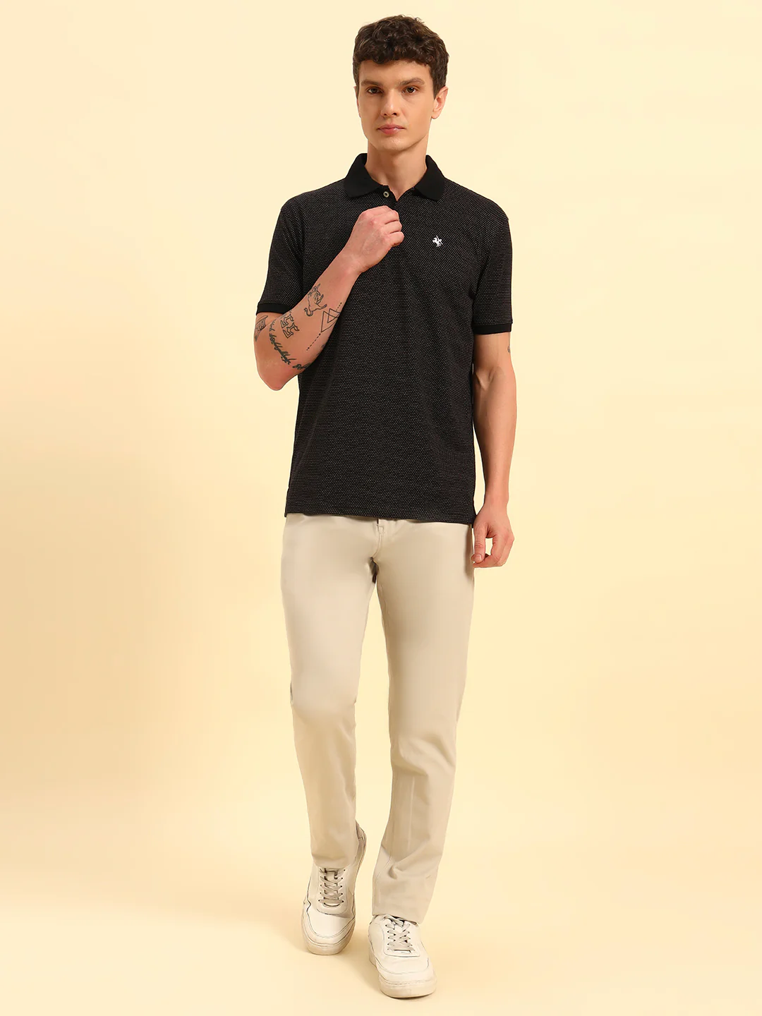 T-Shirt for Men | Breathable & Soft with Color Fastness Regular Fit Polo Neck Poly Cotton Fabric Printed Pattern - Image 2