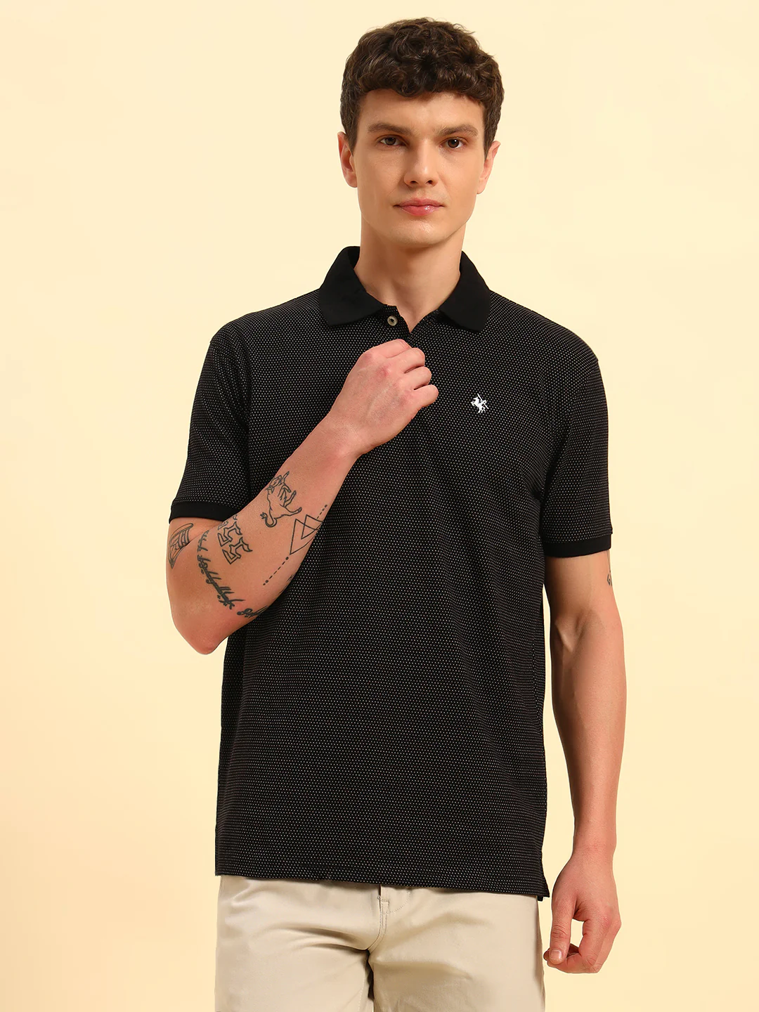 T-Shirt for Men | Breathable & Soft with Color Fastness Regular Fit Polo Neck Poly Cotton Fabric Printed Pattern - Image 3