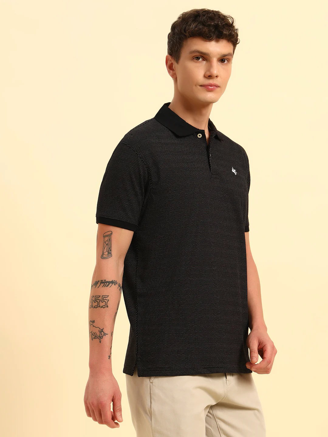 T-Shirt for Men | Breathable & Soft with Color Fastness Regular Fit Polo Neck Poly Cotton Fabric Printed Pattern - Image 4
