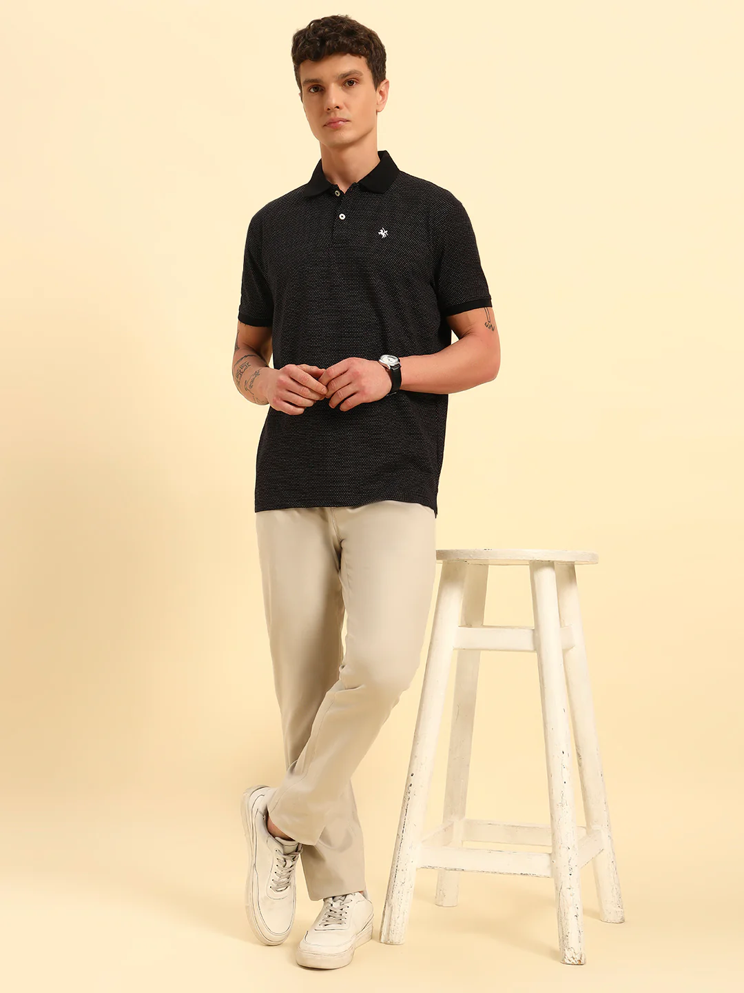 T-Shirt for Men | Breathable & Soft with Color Fastness Regular Fit Polo Neck Poly Cotton Fabric Printed Pattern - Image 5