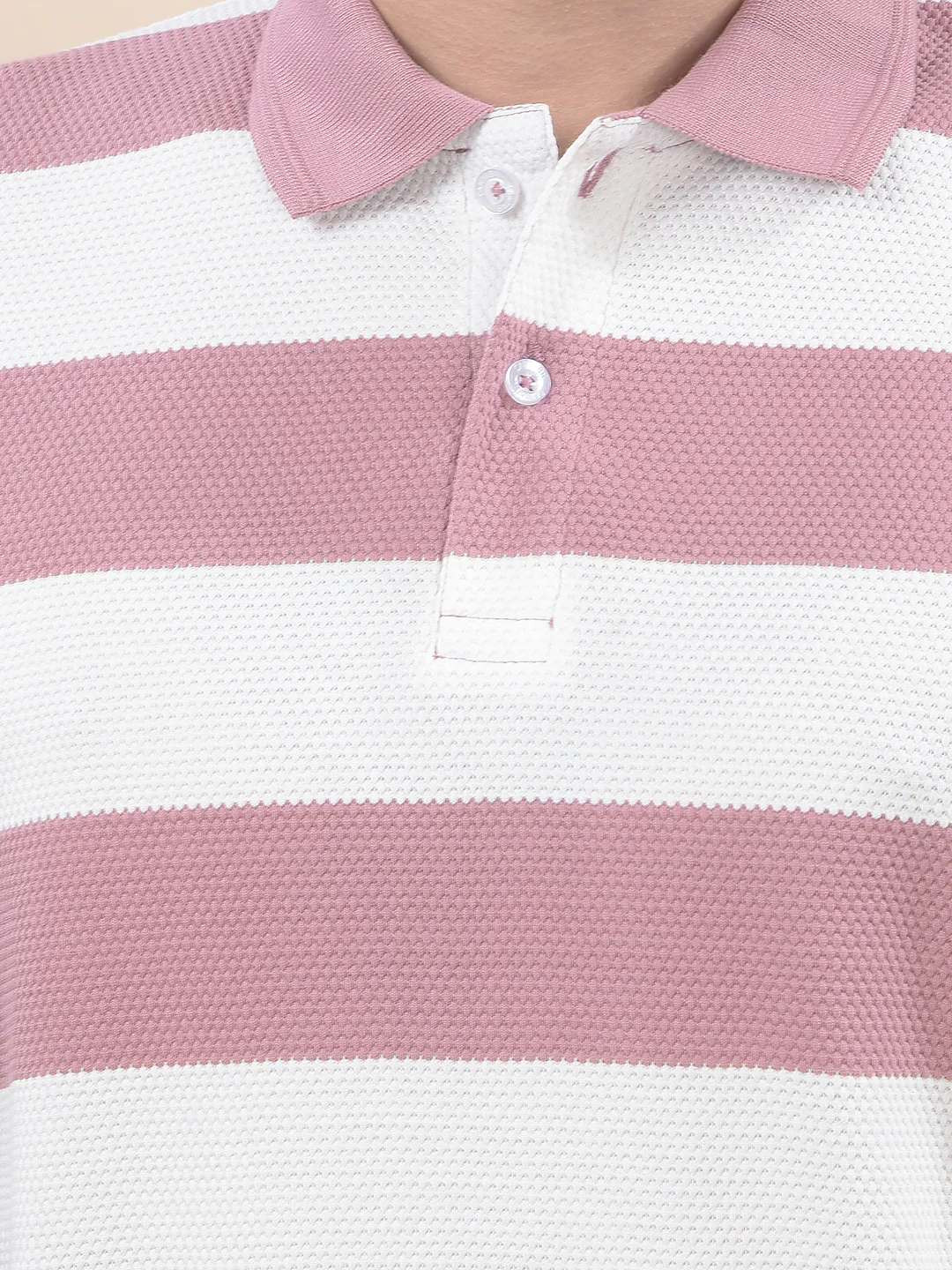 T-Shirt for Men | Breathable & Soft with Color Fastness Regular Fit Polo Neck Poly Cotton Fabric Striped Pattern - Image 7