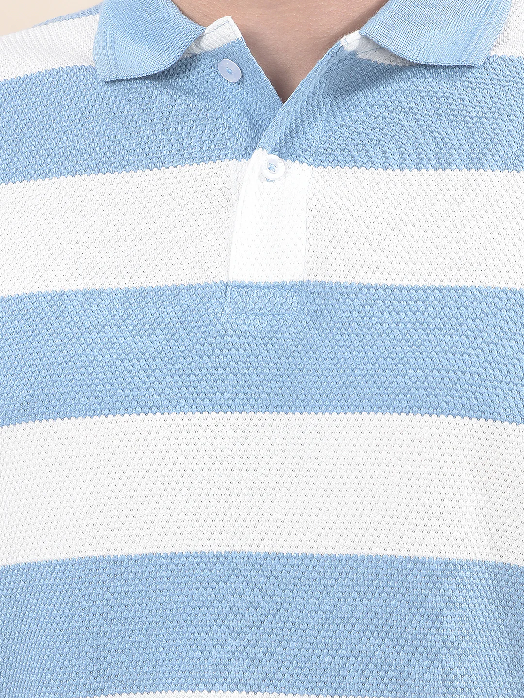 T-Shirt for Men | Breathable & Soft with Color Fastness Regular Fit Polo Neck Poly Cotton Fabric Striped Pattern - Image 3