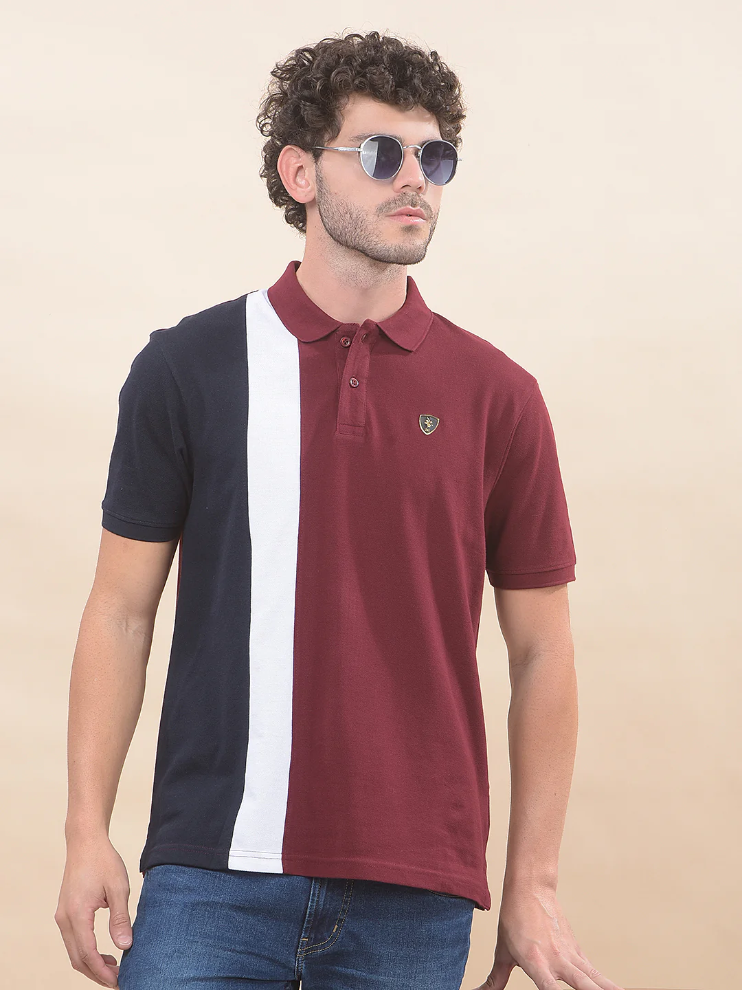 T-Shirt for Men | Breathable & Soft with Color Fastness Regular Fit Polo Neck Poly Cotton Fabric Striped Pattern - Image 3