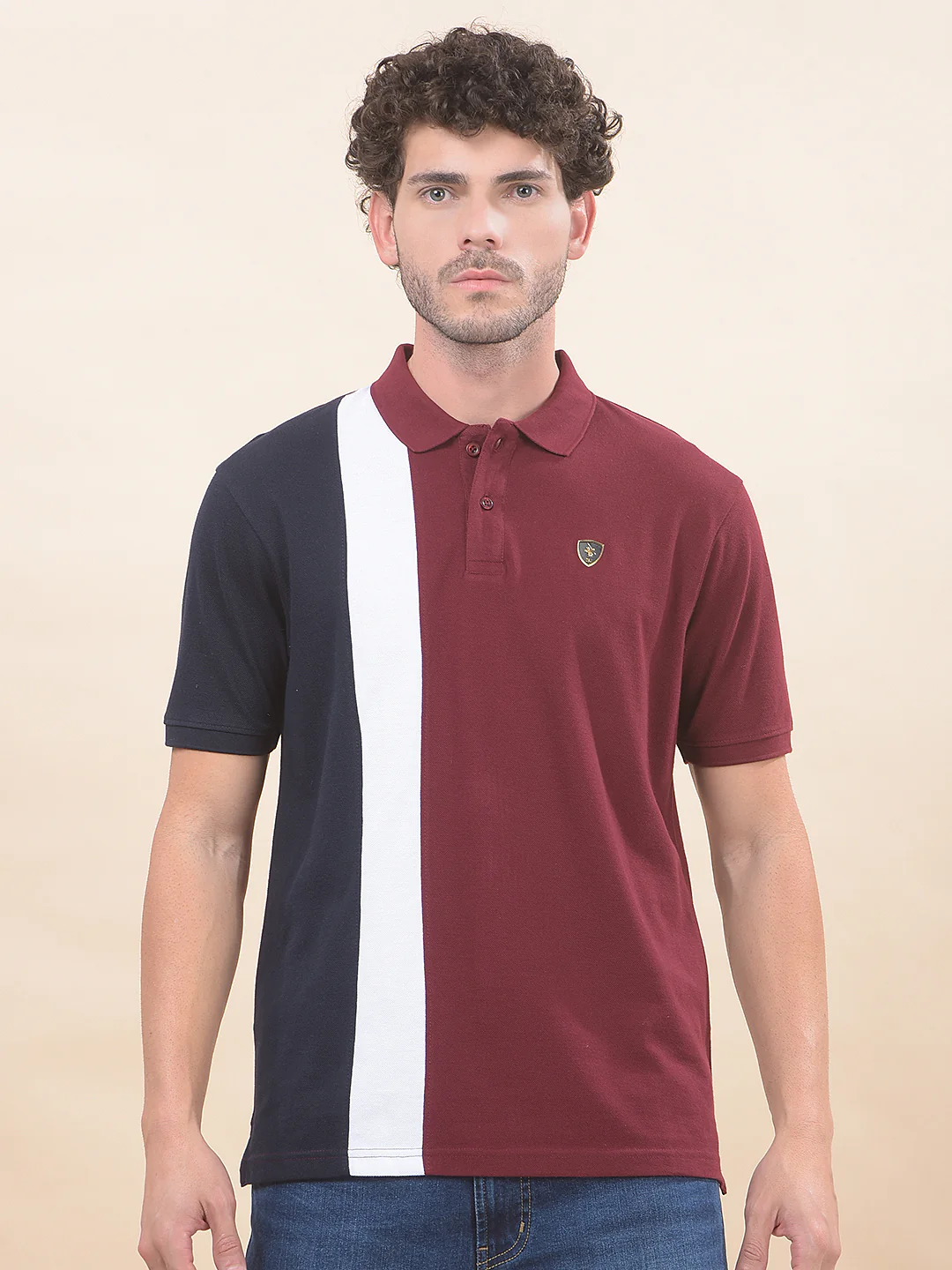 T-Shirt for Men | Breathable & Soft with Color Fastness Regular Fit Polo Neck Poly Cotton Fabric Striped Pattern - Image 5