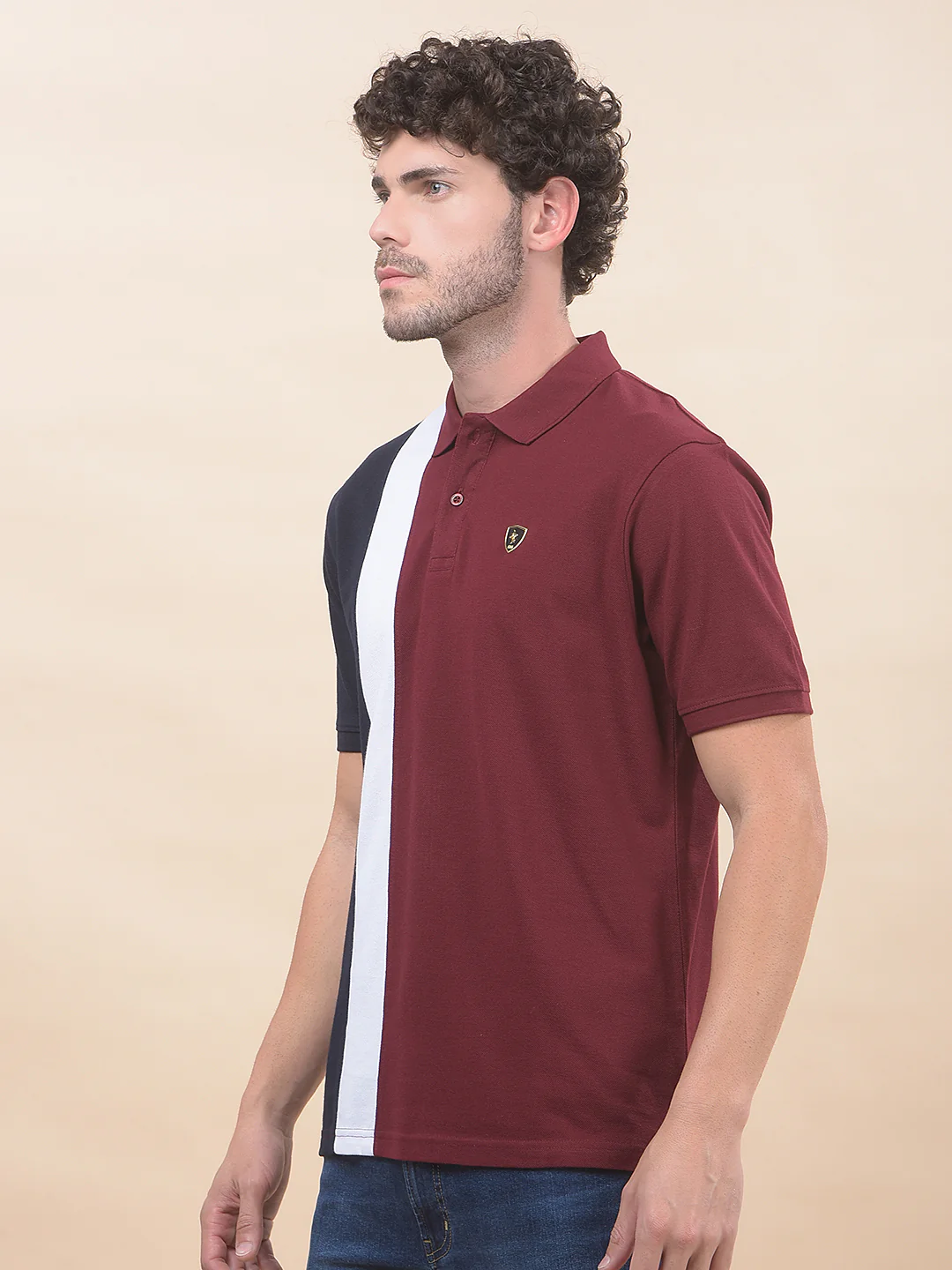 T-Shirt for Men | Breathable & Soft with Color Fastness Regular Fit Polo Neck Poly Cotton Fabric Striped Pattern - Image 6