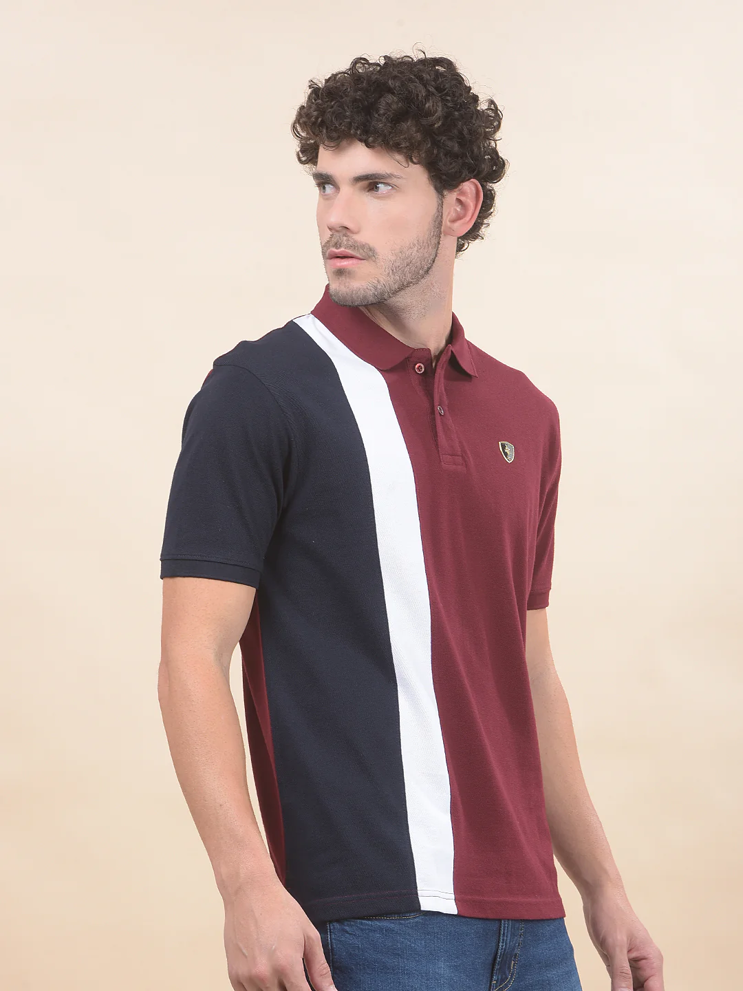 T-Shirt for Men | Breathable & Soft with Color Fastness Regular Fit Polo Neck Poly Cotton Fabric Striped Pattern - Image 7