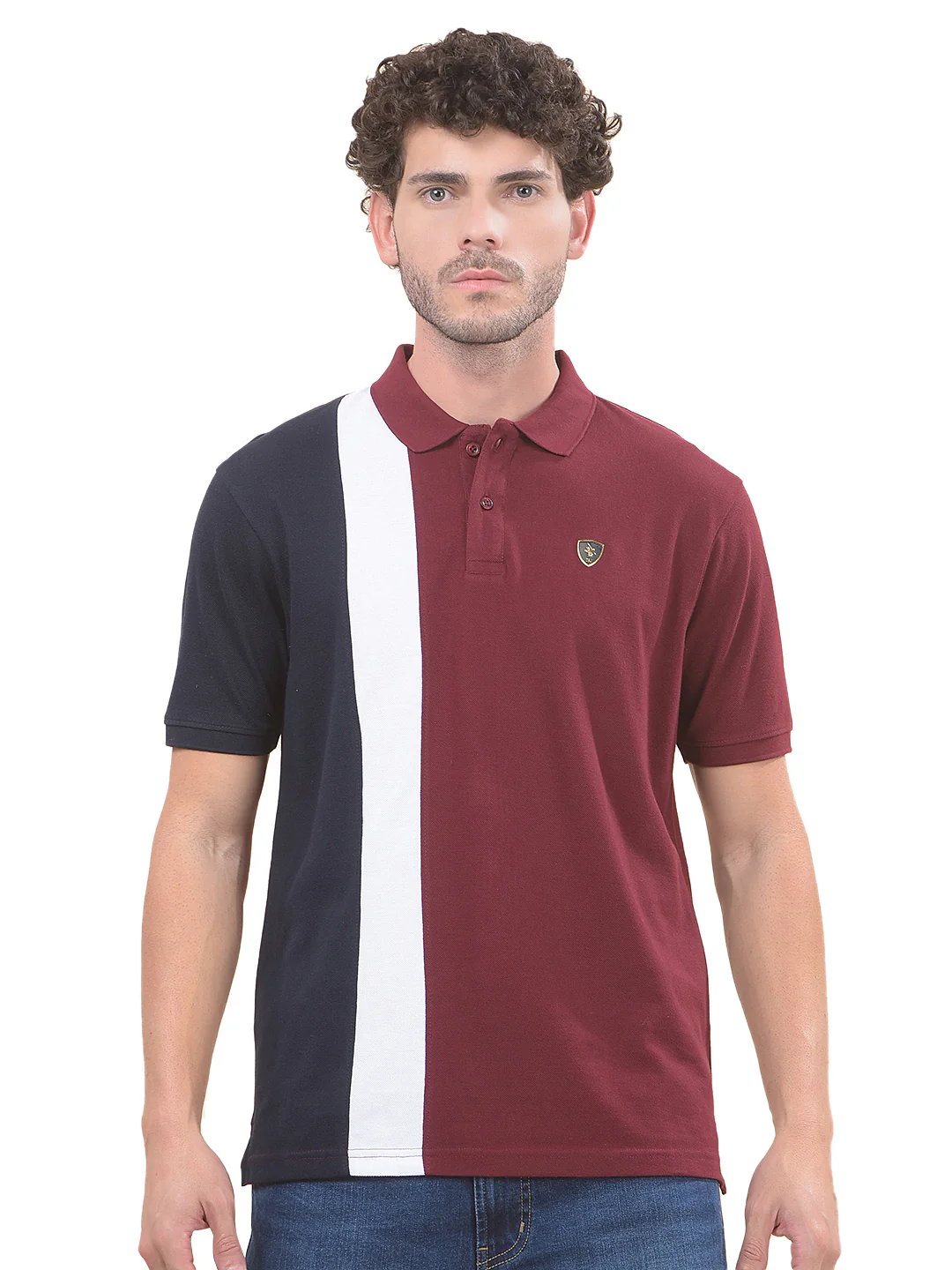 T-Shirt for Men | Breathable & Soft with Color Fastness Regular Fit Polo Neck Poly Cotton Fabric Striped Pattern - Image 9