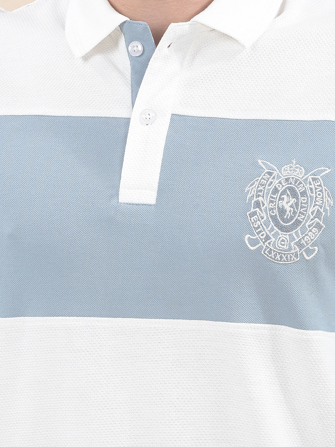 T-Shirt for Men | Breathable & Soft with Color Fastness Regular Fit Polo Neck Poly Cotton Fabric Striped Pattern - Image 7